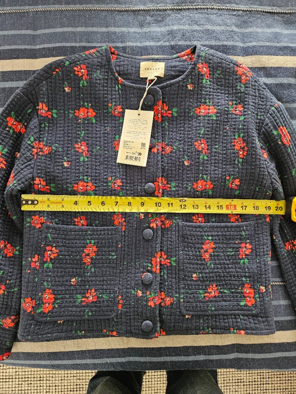Sezane Dakota Jacket, Floral Check, Cotton NWT Size 2 US - Picture 8 of 12